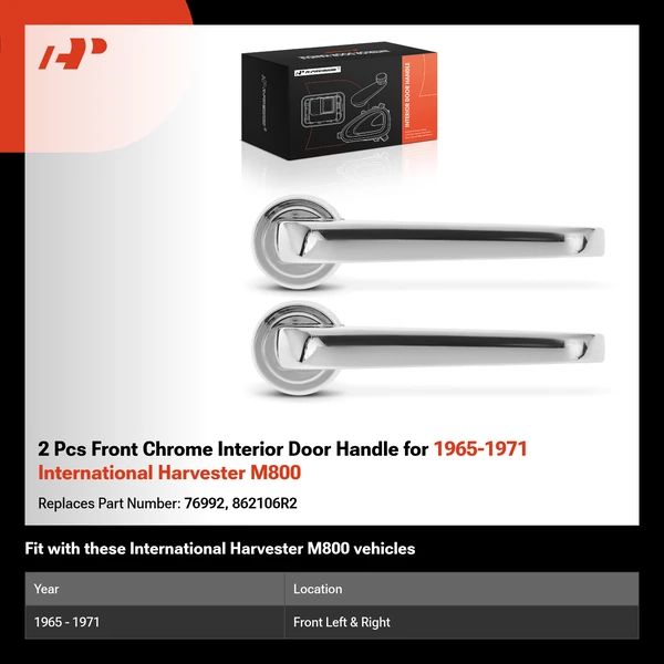 2 Pcs Front Chrome Interior Door Handle for 1965-1971 International Harvester M800