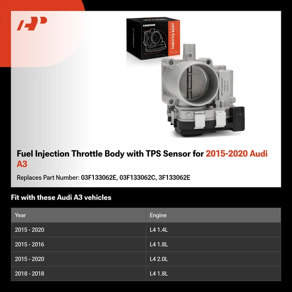 Fuel Injection Throttle Body with TPS Sensor for 2015-2020 Audi A3