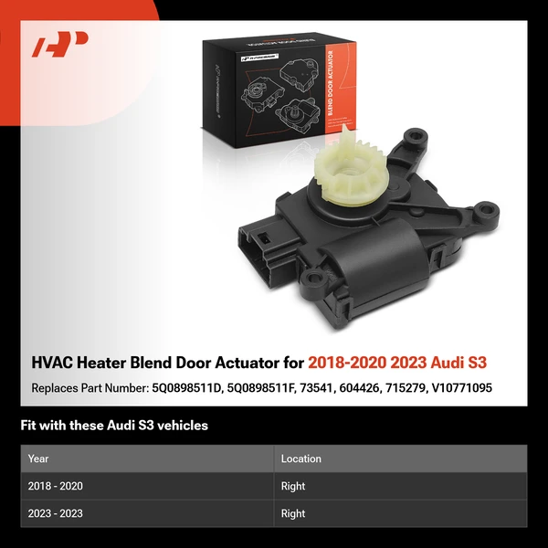 HVAC Heater Blend Door Actuator for 2018-2020 2023 Audi S3