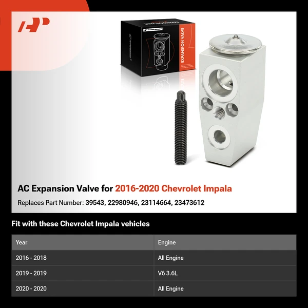 AC Expansion Valve for 2016-2020 Chevrolet Impala