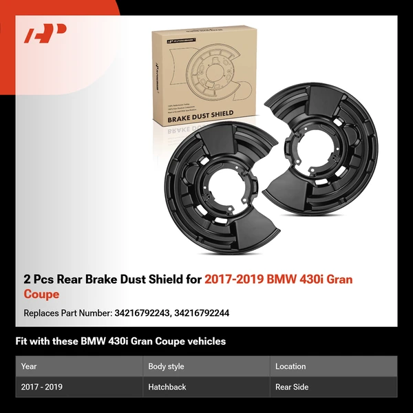 2 Pcs Rear Brake Dust Shield for 2017-2019 BMW 430i Gran Coupe