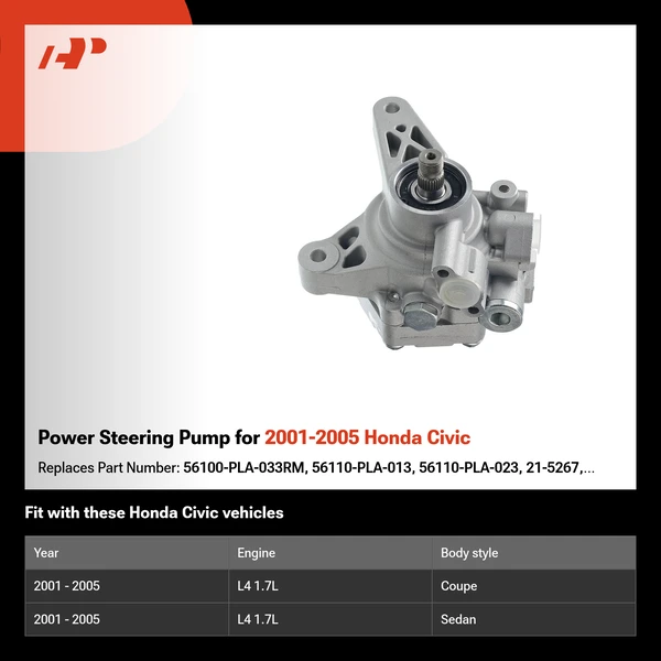 Power Steering Pump for 2001-2005 Honda Civic