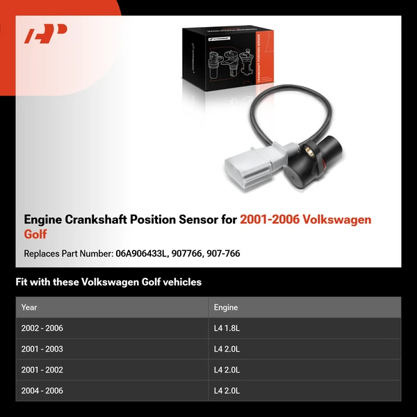 Engine Crankshaft Position Sensor for 2001-2006 Volkswagen Golf