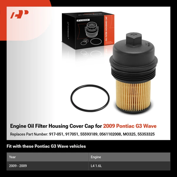 Engine Oil Filter Housing Cover Cap for 2009 Pontiac G3 Wave