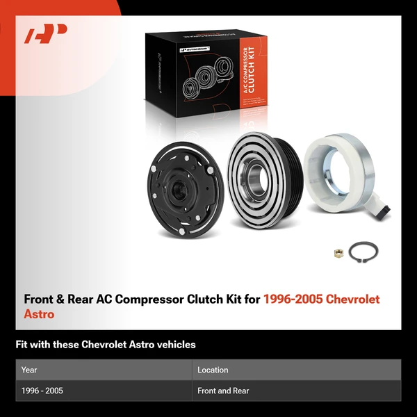 Front & Rear AC Compressor Clutch Kit for 1996-2005 Chevrolet Astro