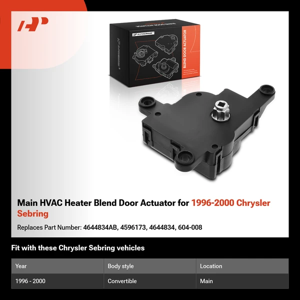 Main HVAC Heater Blend Door Actuator for 1996-2000 Chrysler Sebring