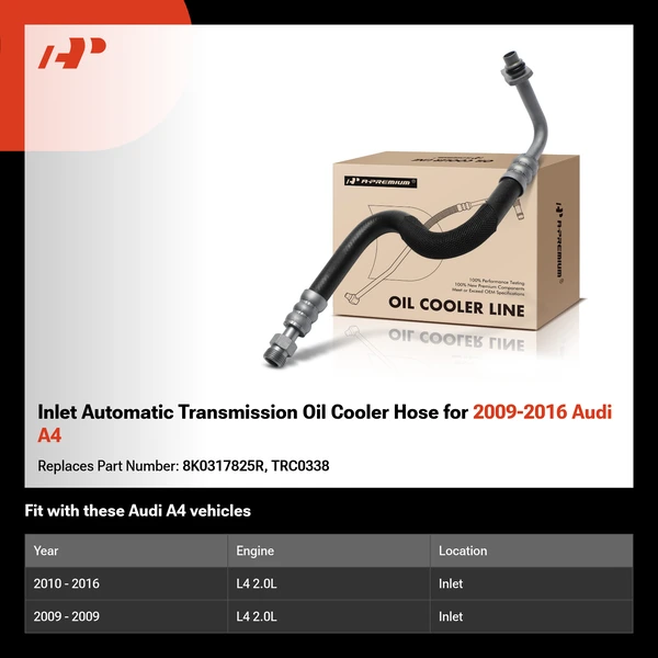 Inlet Automatic Transmission Oil Cooler Hose for 2009-2016 Audi A4