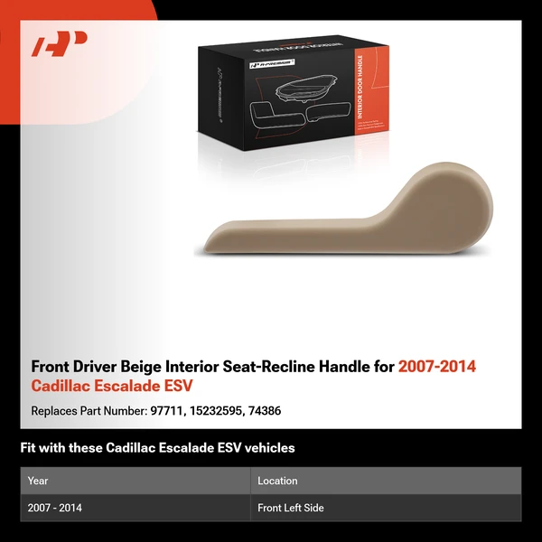 Front Driver Beige Interior Seat-Recline Handle for 2007-2014 Cadillac Escalade ESV