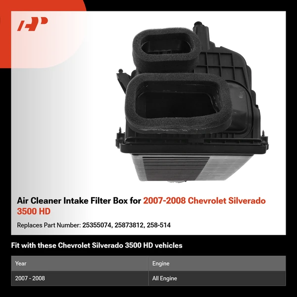 Air Cleaner Intake Filter Box for 2007-2008 Chevrolet Silverado 3500 HD