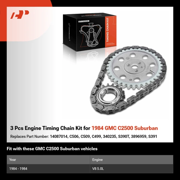 3 Pcs Engine Timing Chain Kit for 1984 GMC C2500 Suburban