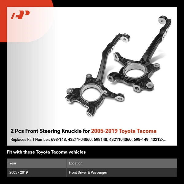 2 Pcs Front Steering Knuckle for 2005-2019 Toyota Tacoma