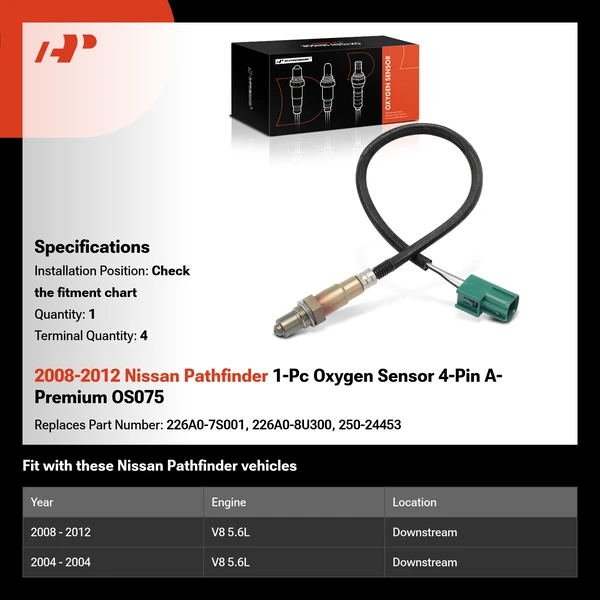 2008-2012 Nissan Pathfinder 1-Pc Oxygen Sensor 4-Pin A-Premium OS075