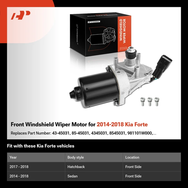 Front Windshield Wiper Motor for 2014-2018 Kia Forte
