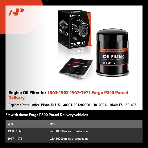 Engine Oil Filter for 1960-1963 1967-1971 Fargo P300 Parcel Delivery