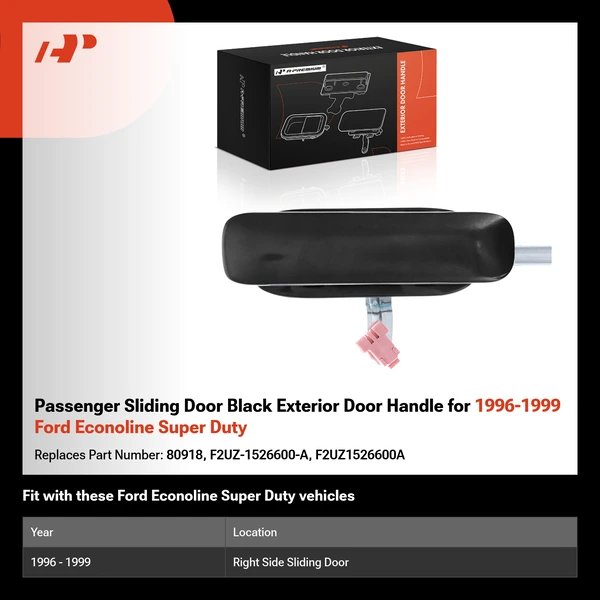 Passenger Sliding Door Black Exterior Door Handle for 1996-1999 Ford Econoline Super Duty