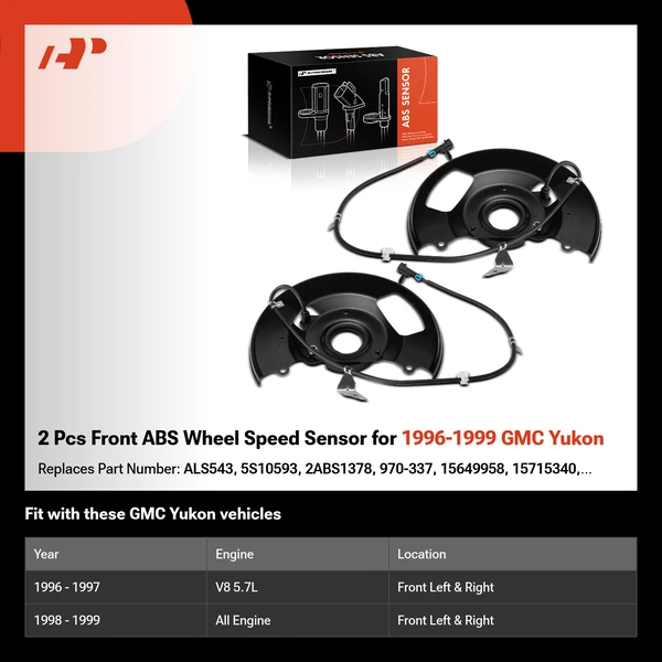 2 Pcs Front ABS Wheel Speed Sensor for 1996-1999 GMC Yukon