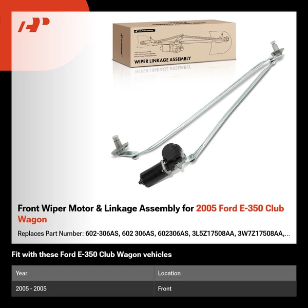Front Wiper Motor & Linkage Assembly for 2005 Ford E-350 Club Wagon