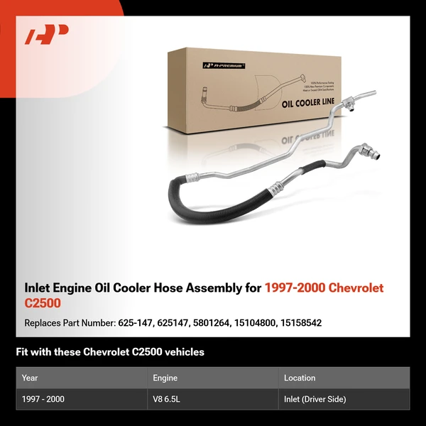 Inlet Engine Oil Cooler Hose Assembly for 1997-2000 Chevrolet C2500