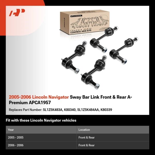 2005-2006 Lincoln Navigator Sway Bar Link Front & Rear A-Premium APCA1957