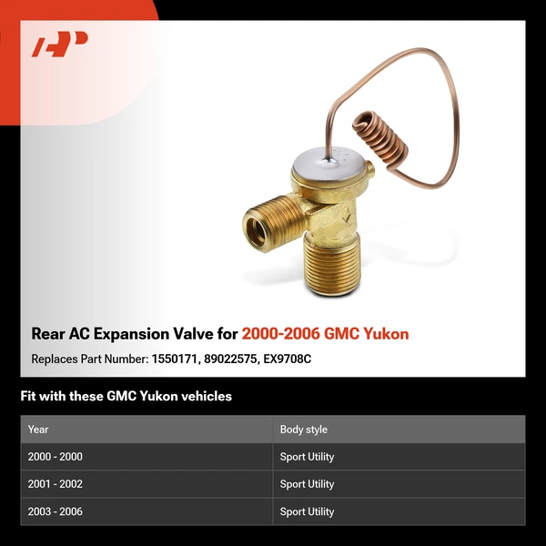 Rear AC Expansion Valve for 2000-2006 GMC Yukon