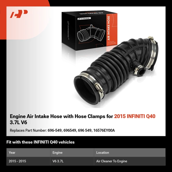 Engine Air Intake Hose with Hose Clamps for 2015 INFINITI Q40 3.7L V6