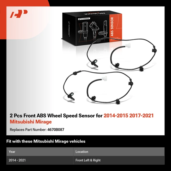 2 Pcs Front ABS Wheel Speed Sensor for 2014-2015 2017-2021 Mitsubishi Mirage