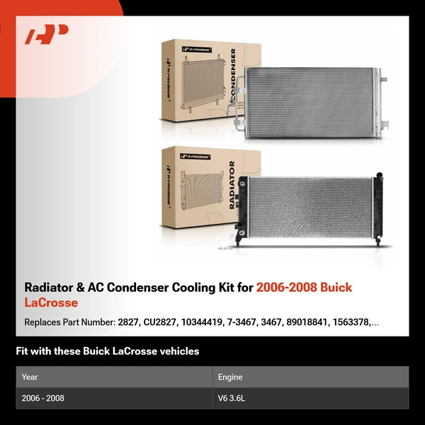 Radiator & AC Condenser Cooling Kit for 2006-2008 Buick LaCrosse