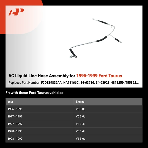 AC Liquid Line Hose Assembly for 1996-1999 Ford Taurus