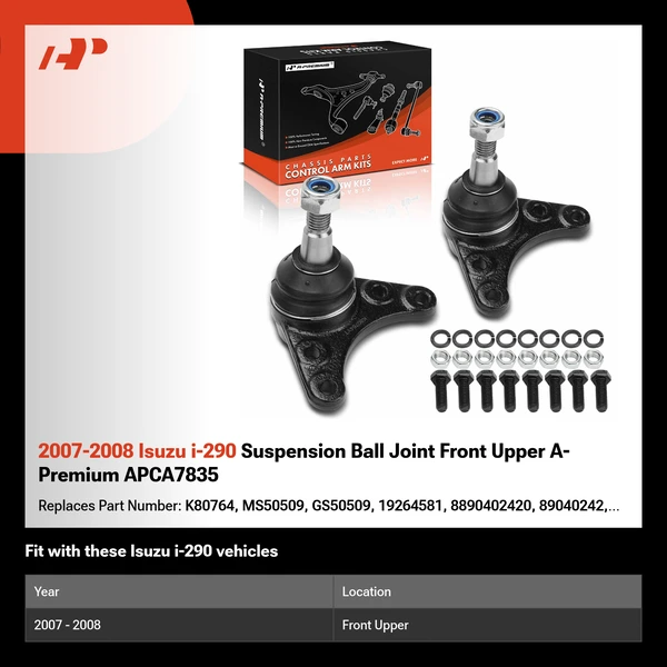 2007-2008 Isuzu i-290 Suspension Ball Joint Front Upper A-Premium APCA7835