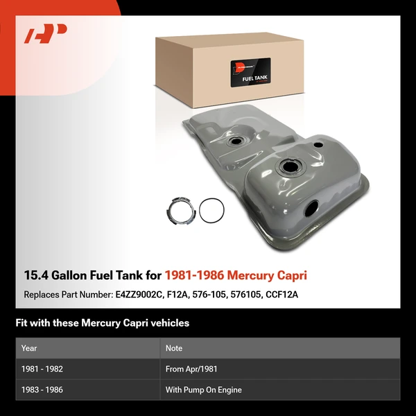 15.4 Gallon Fuel Tank for 1981-1986 Mercury Capri