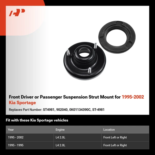 Front Driver or Passenger Suspension Strut Mount for 1995-2002 Kia Sportage
