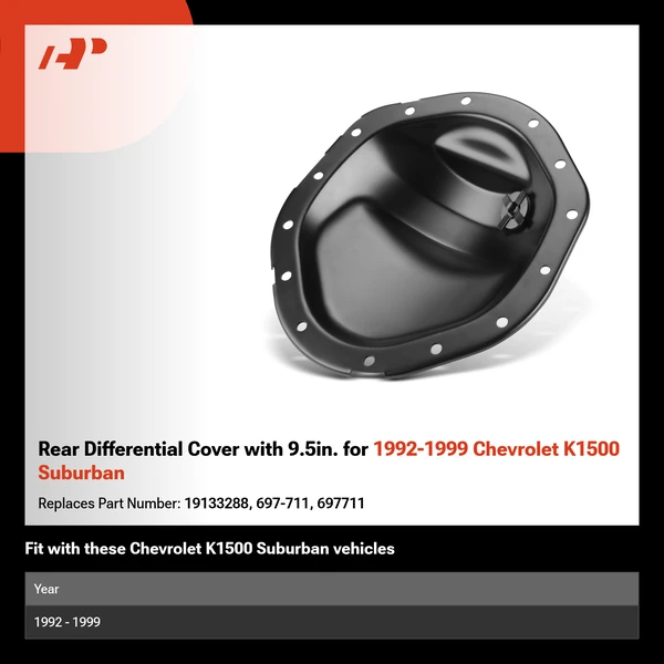 Rear Differential Cover with 9.5in. for 1992-1999 Chevrolet K1500 Suburban