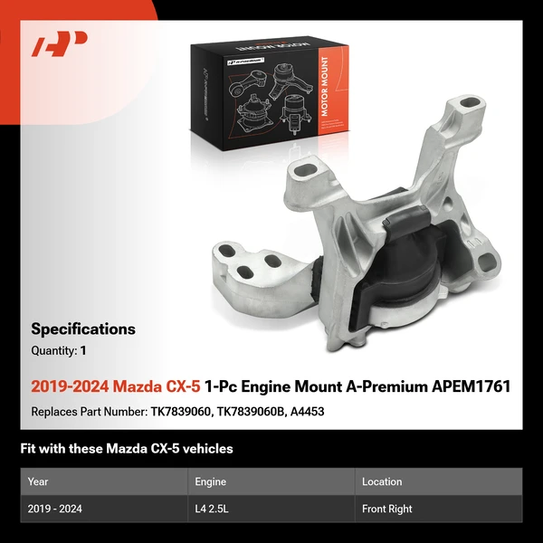 2019-2024 Mazda CX-5 1-Pc Engine Mount A-Premium APEM1761