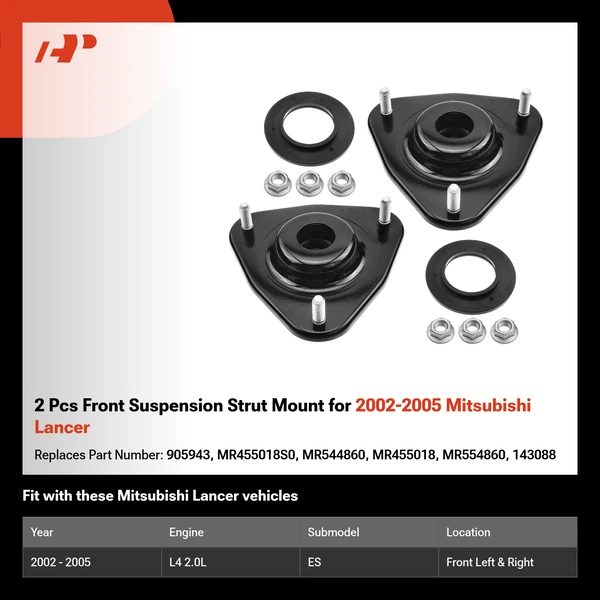 2 Pcs Front Suspension Strut Mount for 2002-2005 Mitsubishi Lancer