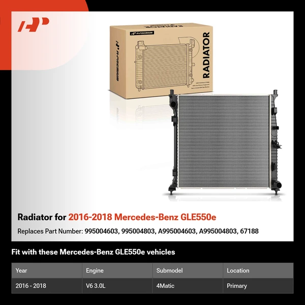 Radiator for 2016-2018 Mercedes-Benz GLE550e