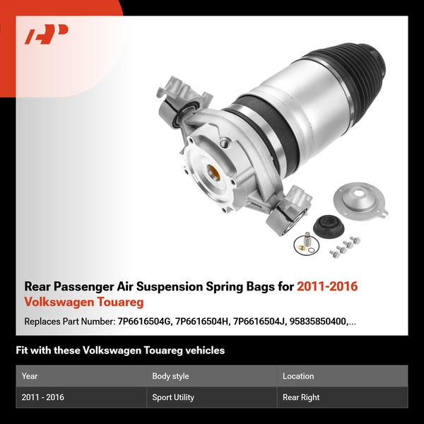 Rear Passenger Air Suspension Spring Bags for 2011-2016 Volkswagen Touareg