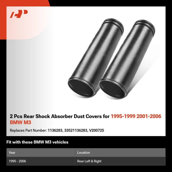 2 Pcs Rear Shock Absorber Dust Covers for 1995-1999 2001-2006 BMW M3