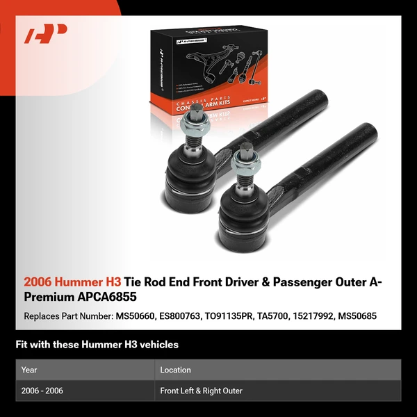 2006 Hummer H3 Tie Rod End Front Driver & Passenger Outer A-Premium APCA6855
