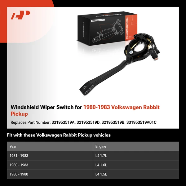 Windshield Wiper Switch for 1980-1983 Volkswagen Rabbit Pickup