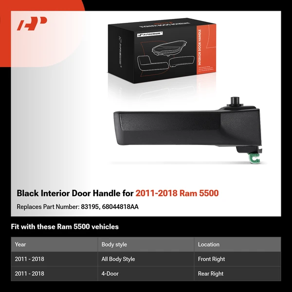Black Interior Door Handle for 2011-2018 Ram 5500