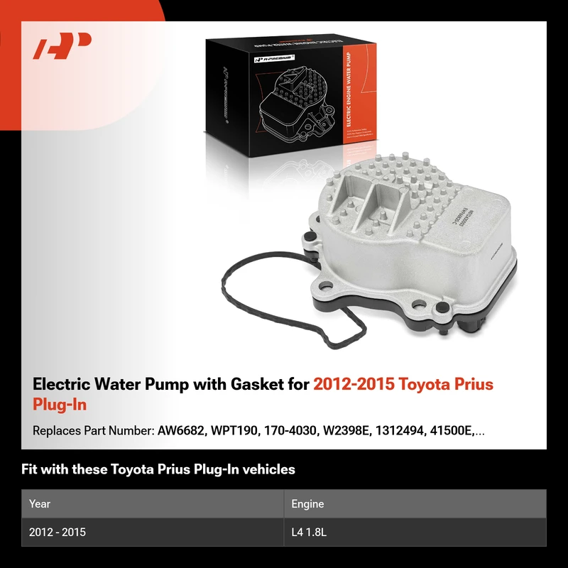 Electric Water Pump with Gasket for 2012-2015 Toyota Prius Plug-In