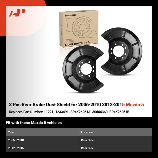 2 Pcs Rear Brake Dust Shield for 2006-2010 2012-2015 Mazda 5