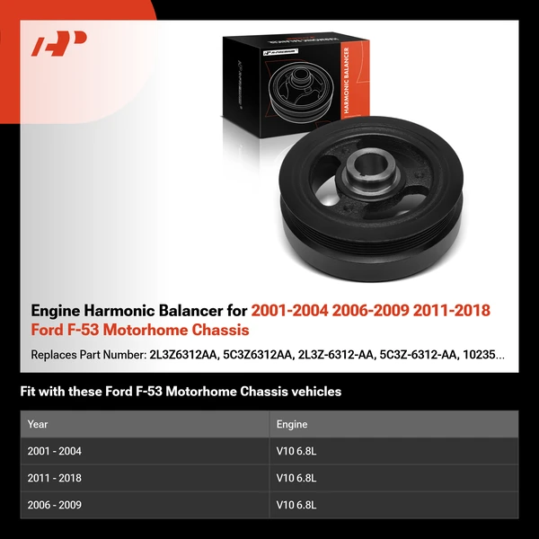 Engine Harmonic Balancer for 2001-2004 2006-2009 2011-2018 Ford F-53 Motorhome Chassis