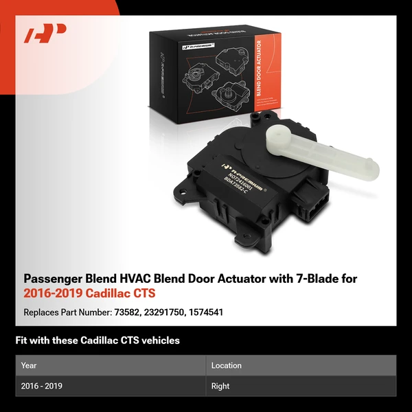 Passenger Blend HVAC Blend Door Actuator with 7-Blade for 2016-2019 Cadillac CTS