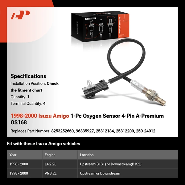 1998-2000 Isuzu Amigo 1-Pc Oxygen Sensor 4-Pin A-Premium OS168