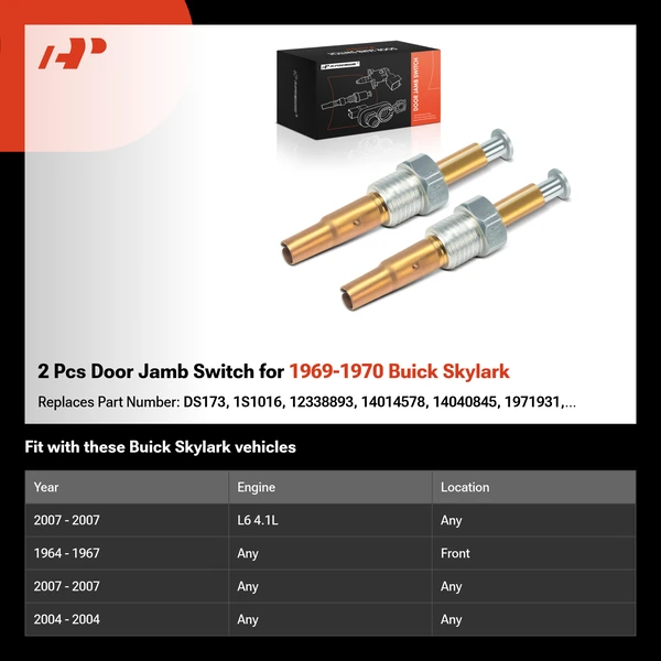 2 Pcs Door Jamb Switch for 1969-1970 Buick Skylark