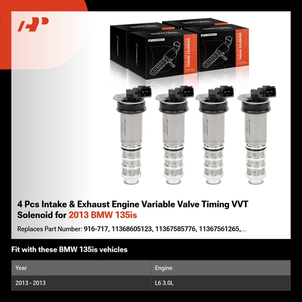 4 Pcs Intake & Exhaust Engine Variable Valve Timing VVT Solenoid for 2013 BMW 135is