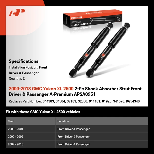 2000-2013 GMC Yukon XL 2500 2-Pc Shock Absorber Strut Front Driver & Passenger A-Premium APSA0951