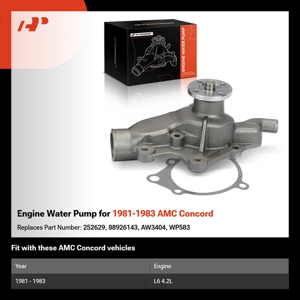 Engine Water Pump for 1981-1983 AMC Concord