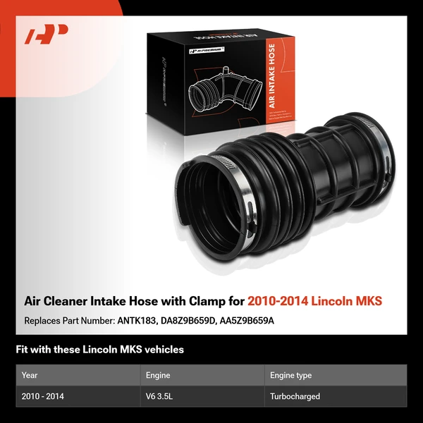 Air Cleaner Intake Hose with Clamp for 2010-2014 Lincoln MKS